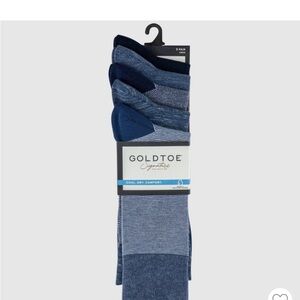 Gold Toe Signature Collection Men's Crew Socks 5 Pack Navy Blue Cool Comfort